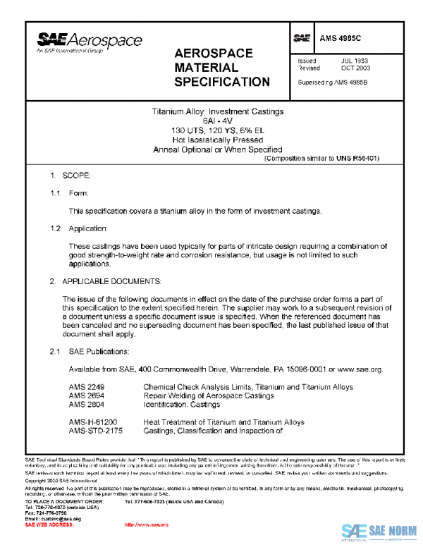 SAE AMS4985C PDF SAE AMS4985C PDF