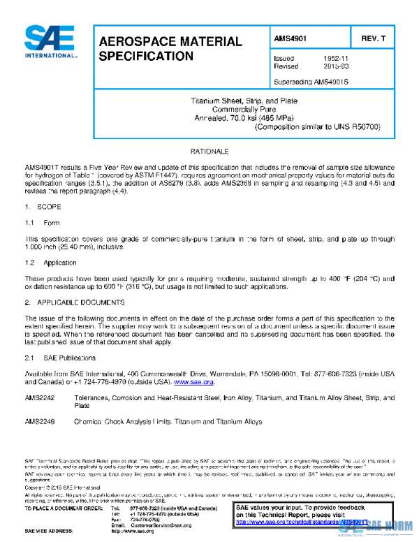 SAE AMS4901T PDF SAE AMS4901T PDF