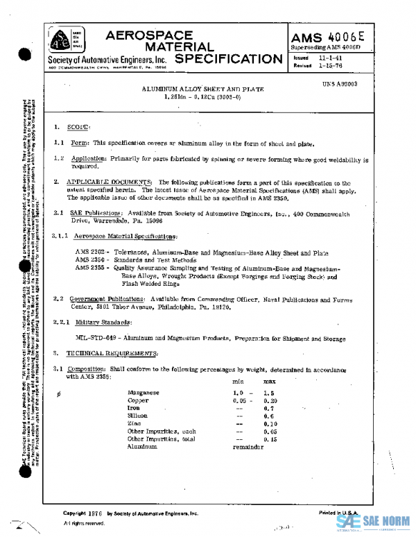 SAE AMS4006E PDF SAE AMS4006E PDF
