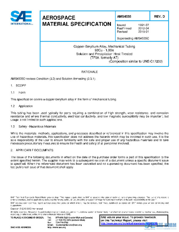 SAE AMS4535D PDF SAE AMS4535D PDF