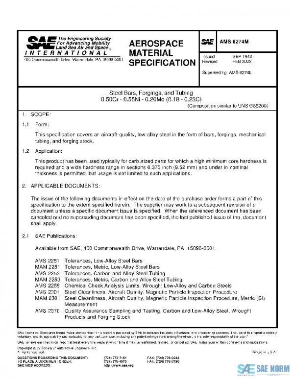 SAE AMS6274M PDF SAE AMS6274M PDF