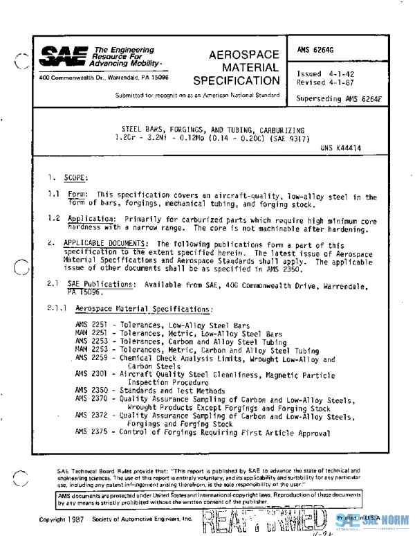 SAE AMS6264G PDF SAE AMS6264G PDF
