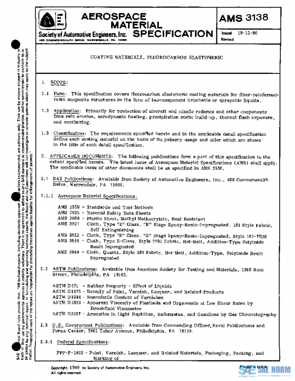 SAE AMS3138 PDF SAE AMS3138 PDF