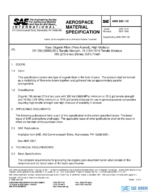 SAE AMS3901/1C PDF SAE AMS3901/1C PDF