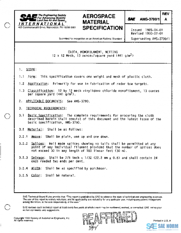 SAE AMS3790/1A PDF SAE AMS3790/1A PDF