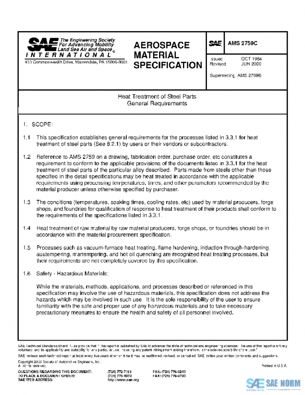 SAE AMS2759C PDF SAE AMS2759C PDF