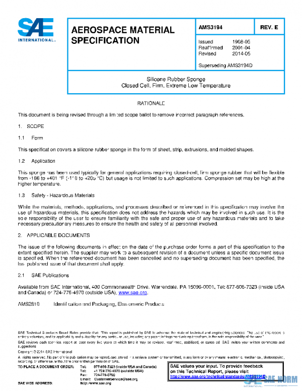 SAE AMS3194E PDF SAE AMS3194E PDF