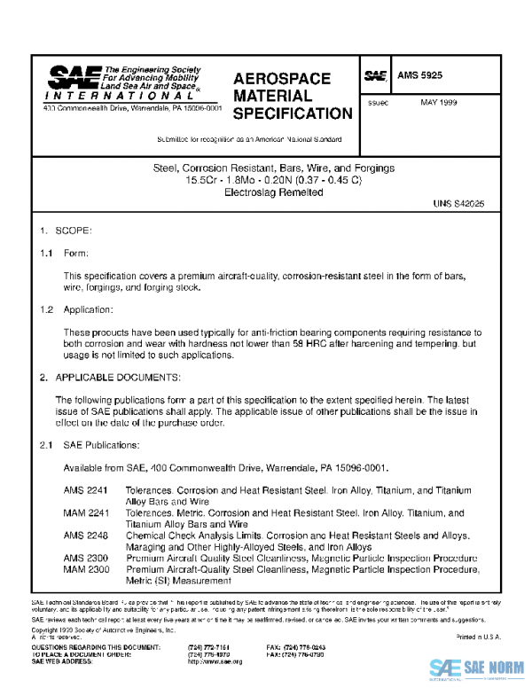 SAE AMS5925 PDF