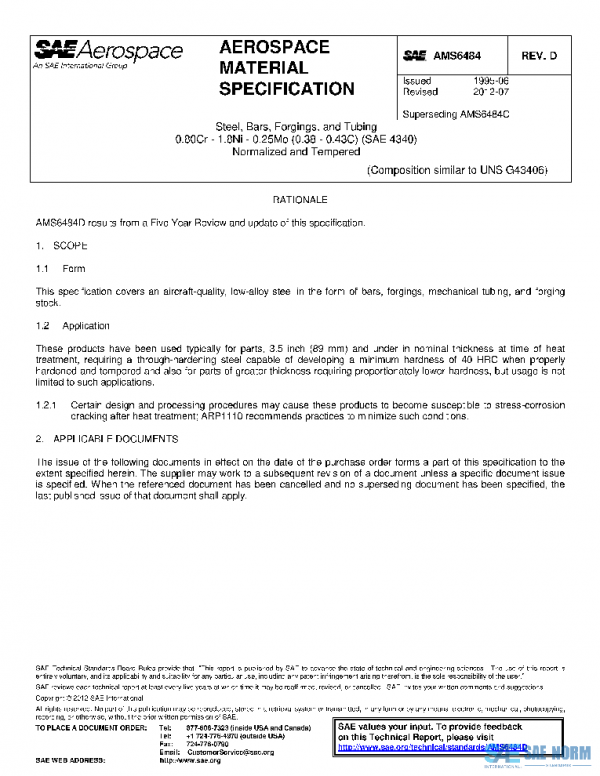 SAE AMS6484D PDF SAE AMS6484D PDF
