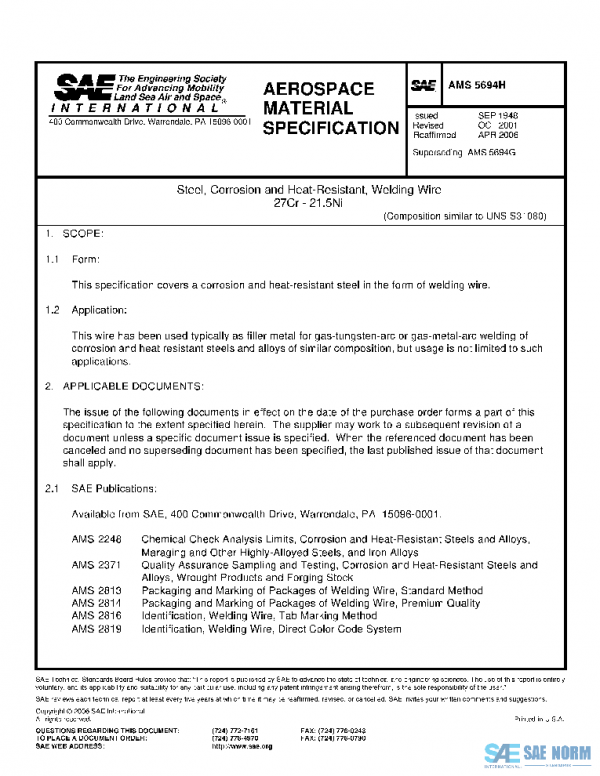 SAE AMS5694H PDF