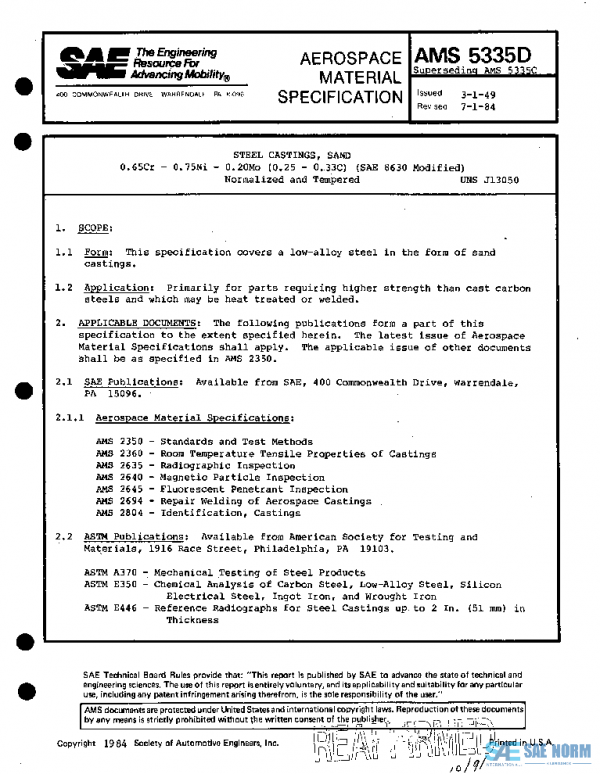 SAE AMS5335D PDF SAE AMS5335D PDF
