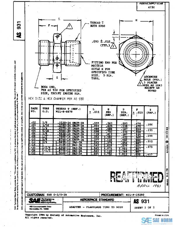 SAE AS931A PDF SAE AS931A PDF
