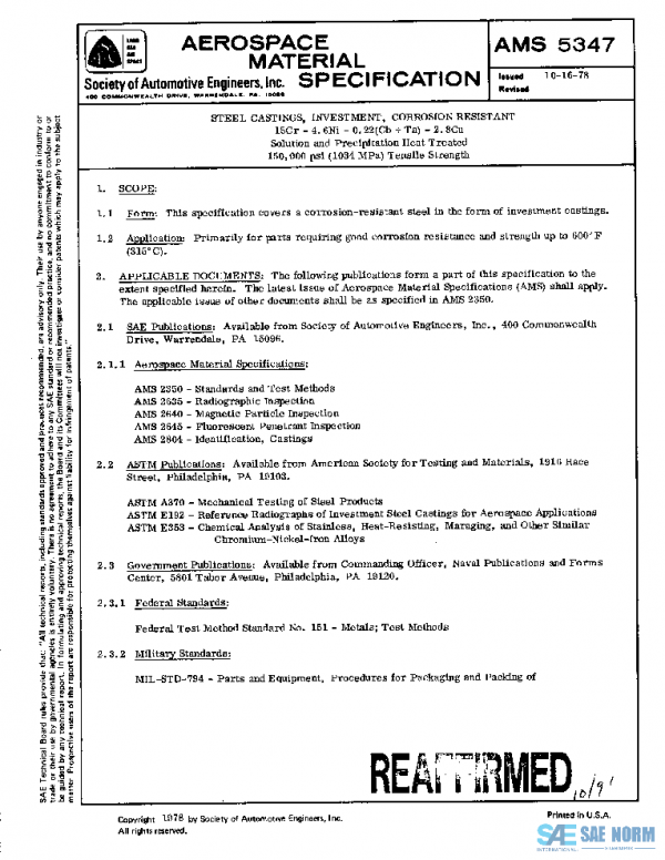 SAE AMS5347 PDF SAE AMS5347 PDF