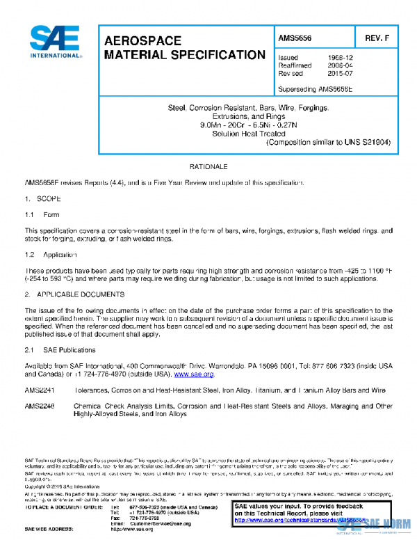 SAE AMS5656F PDF SAE AMS5656F PDF
