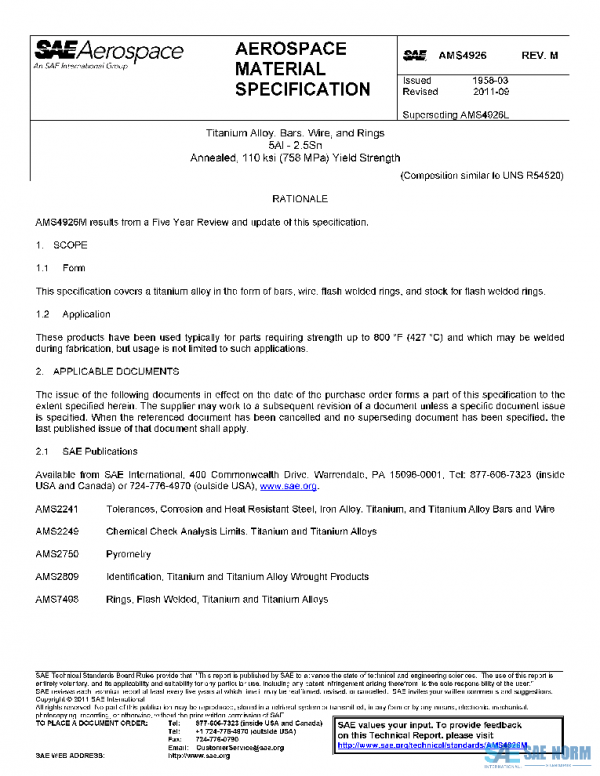 SAE AMS4926M PDF SAE AMS4926M PDF