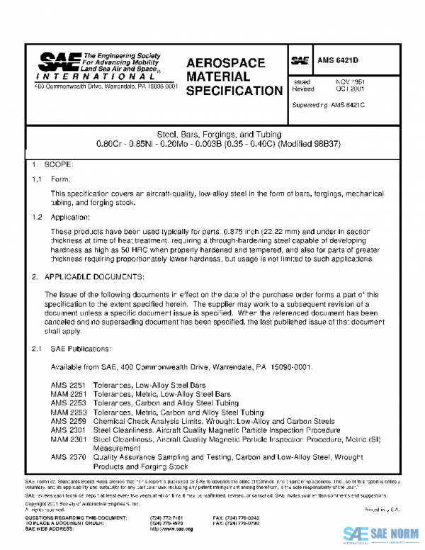 SAE AMS6421D PDF