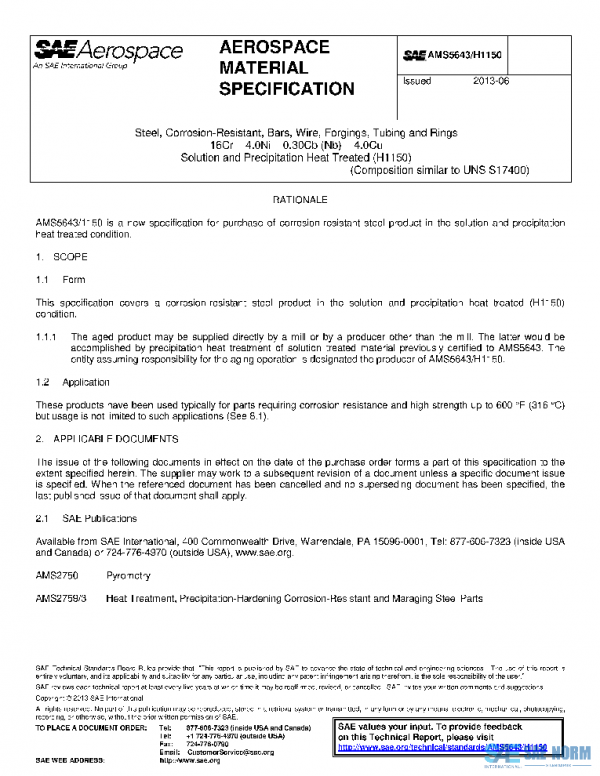 SAE AMS5643/H1150 PDF SAE AMS5643/H1150 PDF