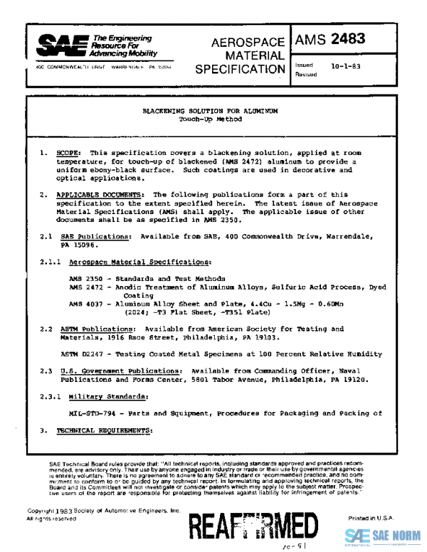 SAE AMS2483 PDF SAE AMS2483 PDF