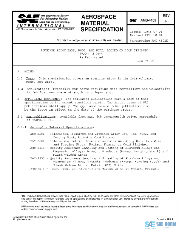 SAE AMS4102F PDF SAE AMS4102F PDF