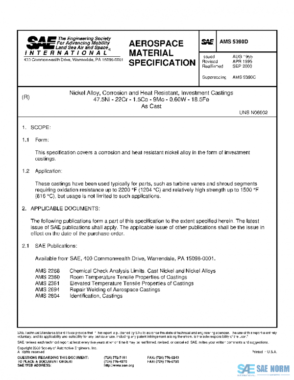 SAE AMS5390D PDF SAE AMS5390D PDF