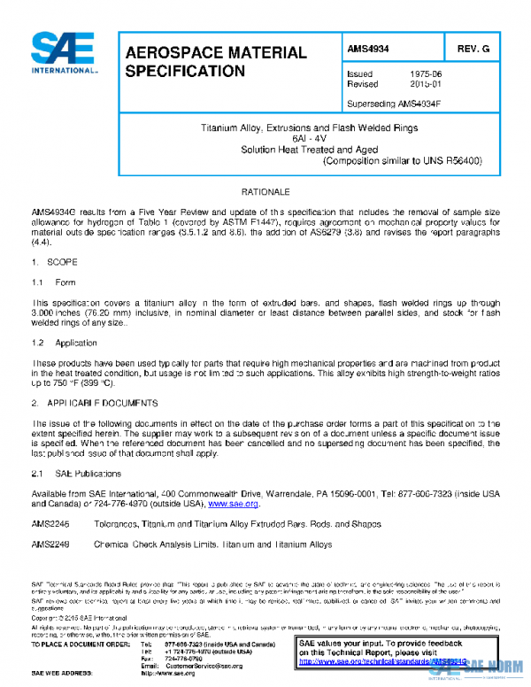 SAE AMS4934G PDF SAE AMS4934G PDF