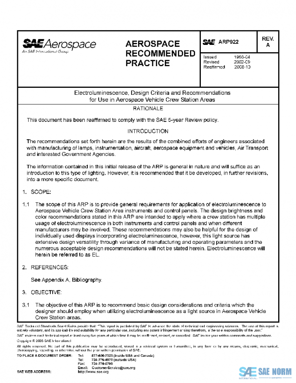 SAE ARP922A PDF SAE ARP922A PDF