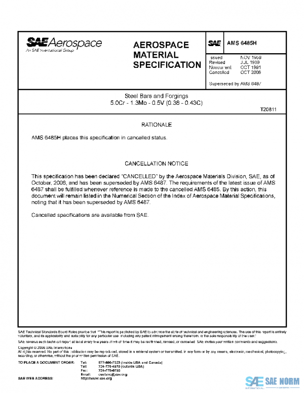 SAE AMS6485H PDF SAE AMS6485H PDF