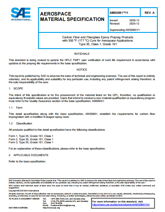 SAE AMS 6891-1A PDF 2025