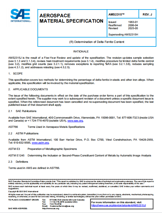 SAE AMS 2315J PDF 2025