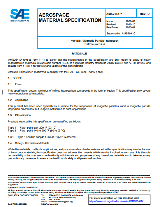 SAE AMS2641D PDF 2025