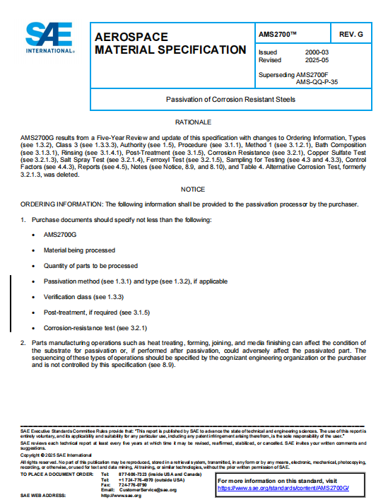 SAE AMS 2700G PDF 2025