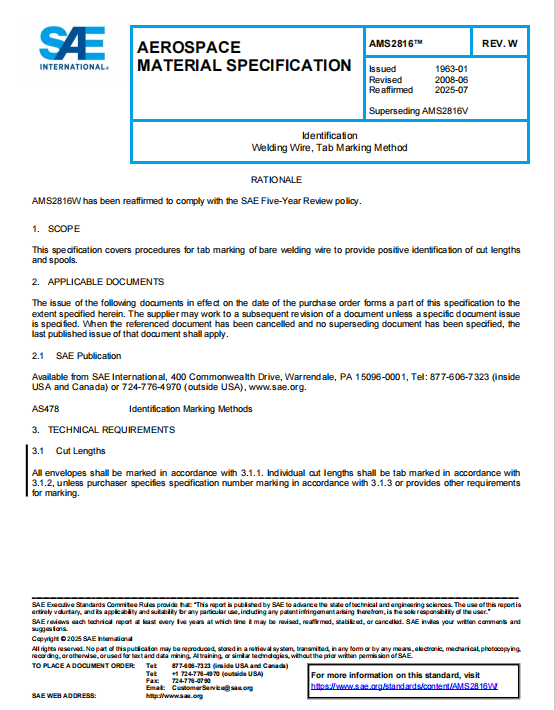 SAE AMS 2816W PDF 2025