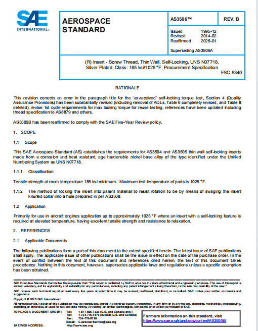 SAE AS3506B 2026 PDF