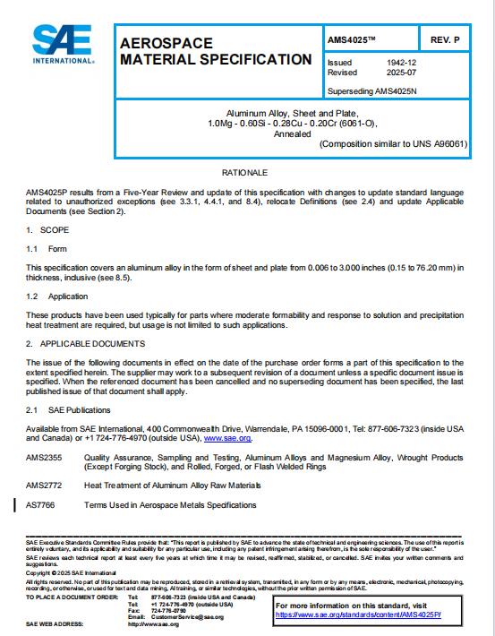SAE AMS 4025P PDF 2025