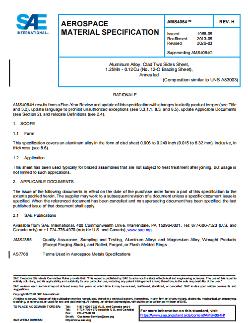 SAE AMS 4064H PDF 2026