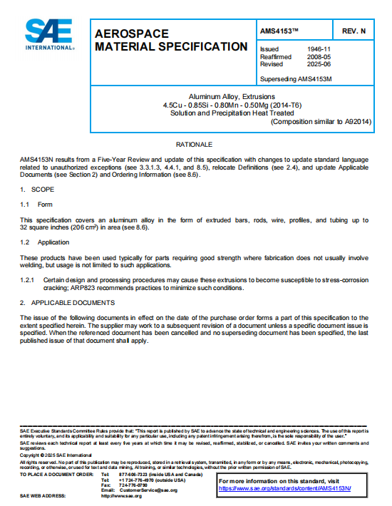 SAE AMS 4153N PDF 2025 SAE AMS 4153N PDF 2025