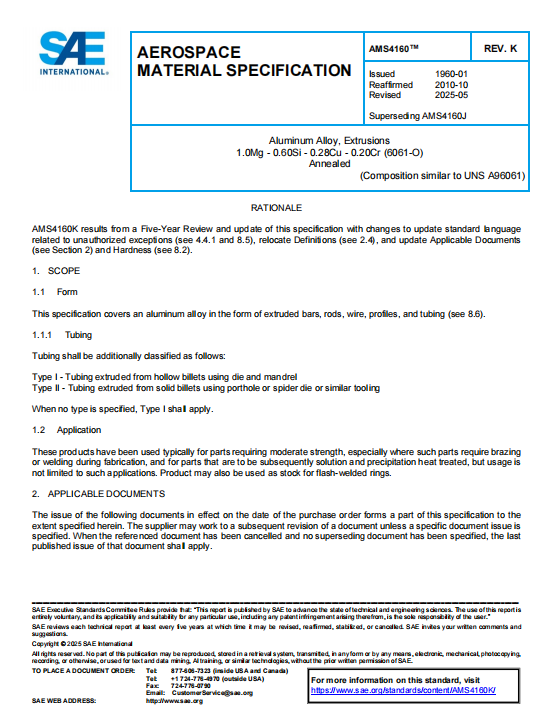 SAE AMS 4160K PDF 2025 SAE AMS 4160K PDF 2025