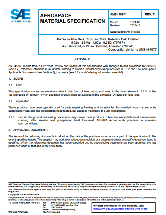 SAE AMS 4186F PDF 2025 SAE AMS 4186F PDF 2025