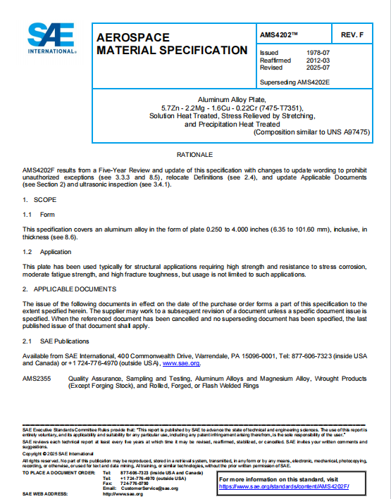SAE AMS 4202F PDF 2025 SAE AMS 4202F PDF 2025