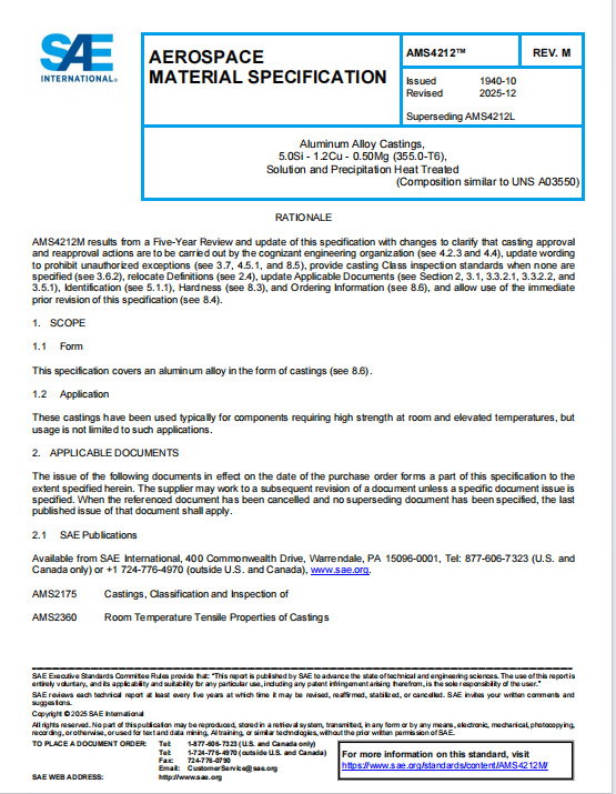 SAE AMS 4212M PDF 2025