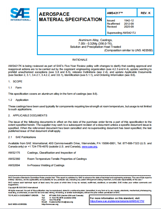 SAE AMS 4217K PDF 2025