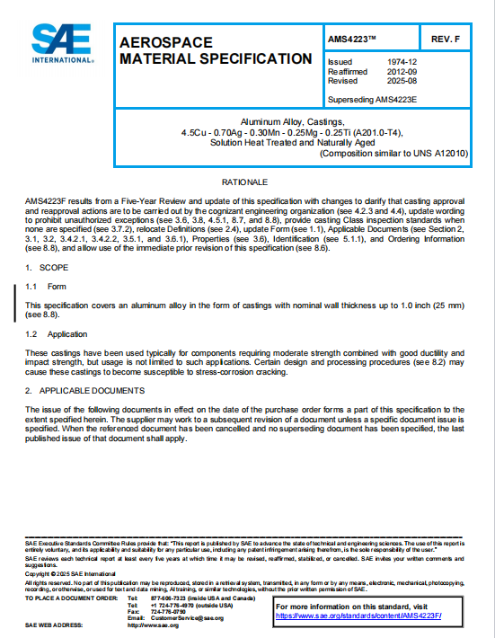 SAE AMS 4223F PDF 2025 SAE AMS 4223F PDF 2025