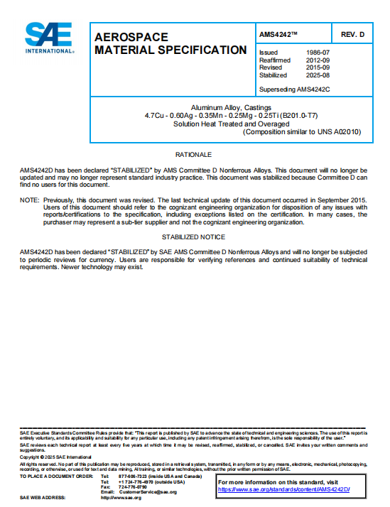 SAE AMS 4242D PDF 2025