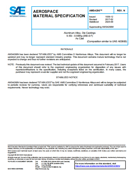 SAE AMS 4290N PDF 2025