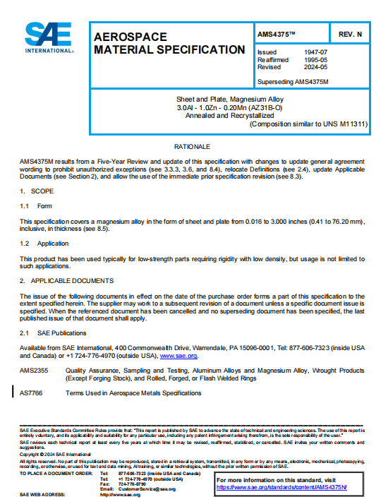 SAE AMS4375N PDF 2025 SAE AMS4375N PDF 2025