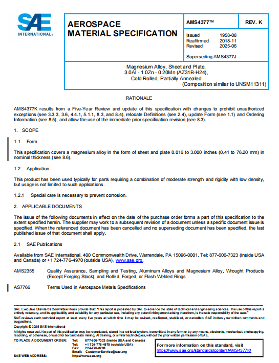SAE AMS 4377K PDF 2025