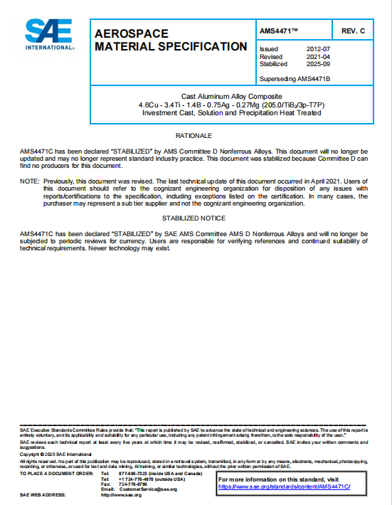 SAE AMS 4471C PDF 2025