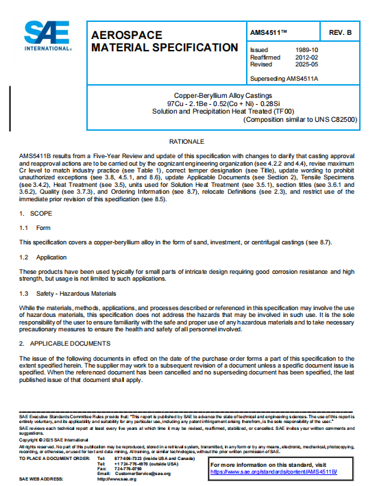 SAE AMS 4511B PDF 2025 SAE AMS 4511B PDF 2025