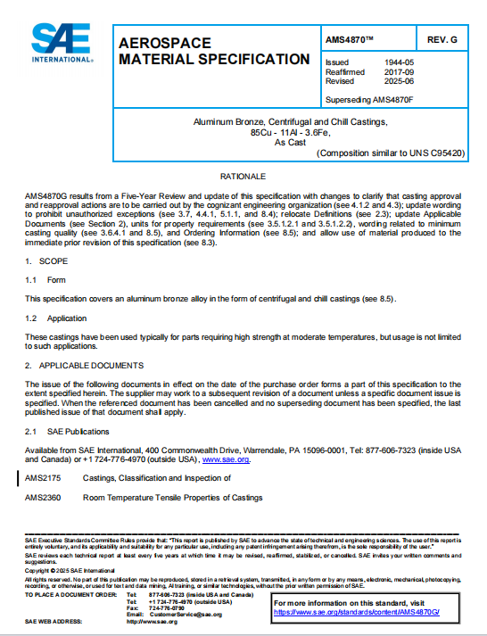SAE AMS 4870G PDF 2025