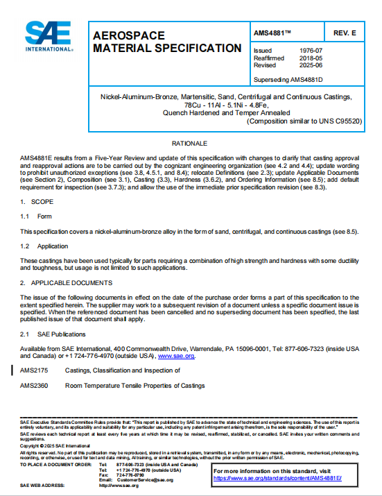 SAE AMS 4881E PDF 2025